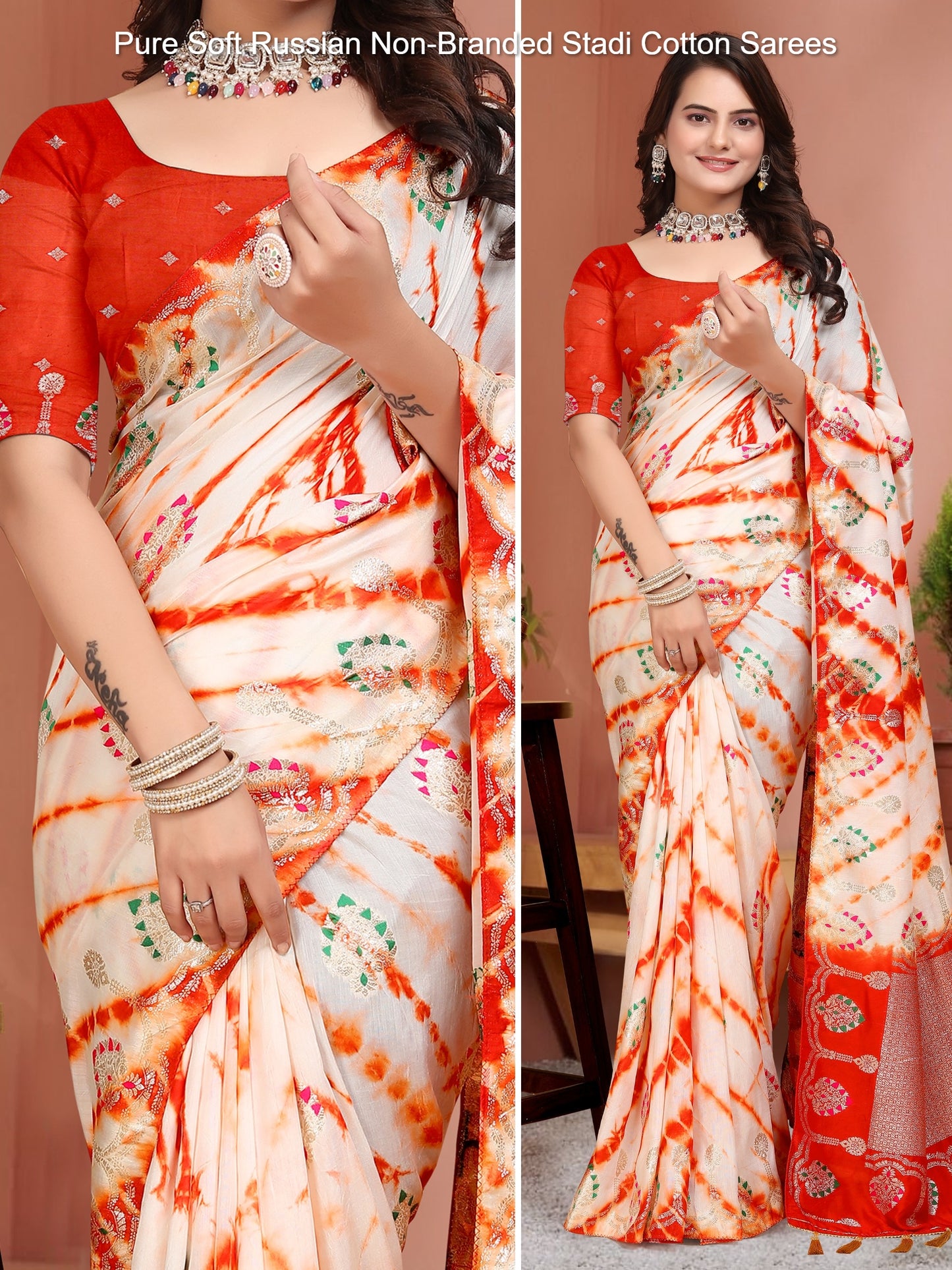 Pure Soft Russian Non-Branded Stadi Cotton Sarees