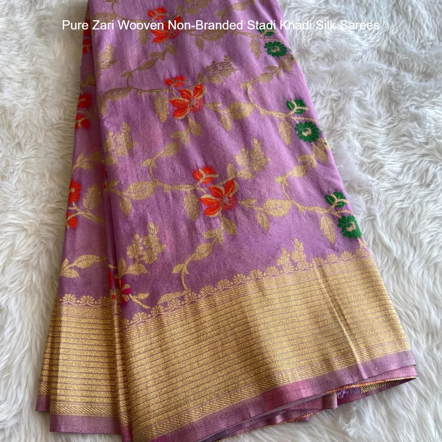Pure Zari Wooven Non-Branded Stadi Khadi Silk Sarees