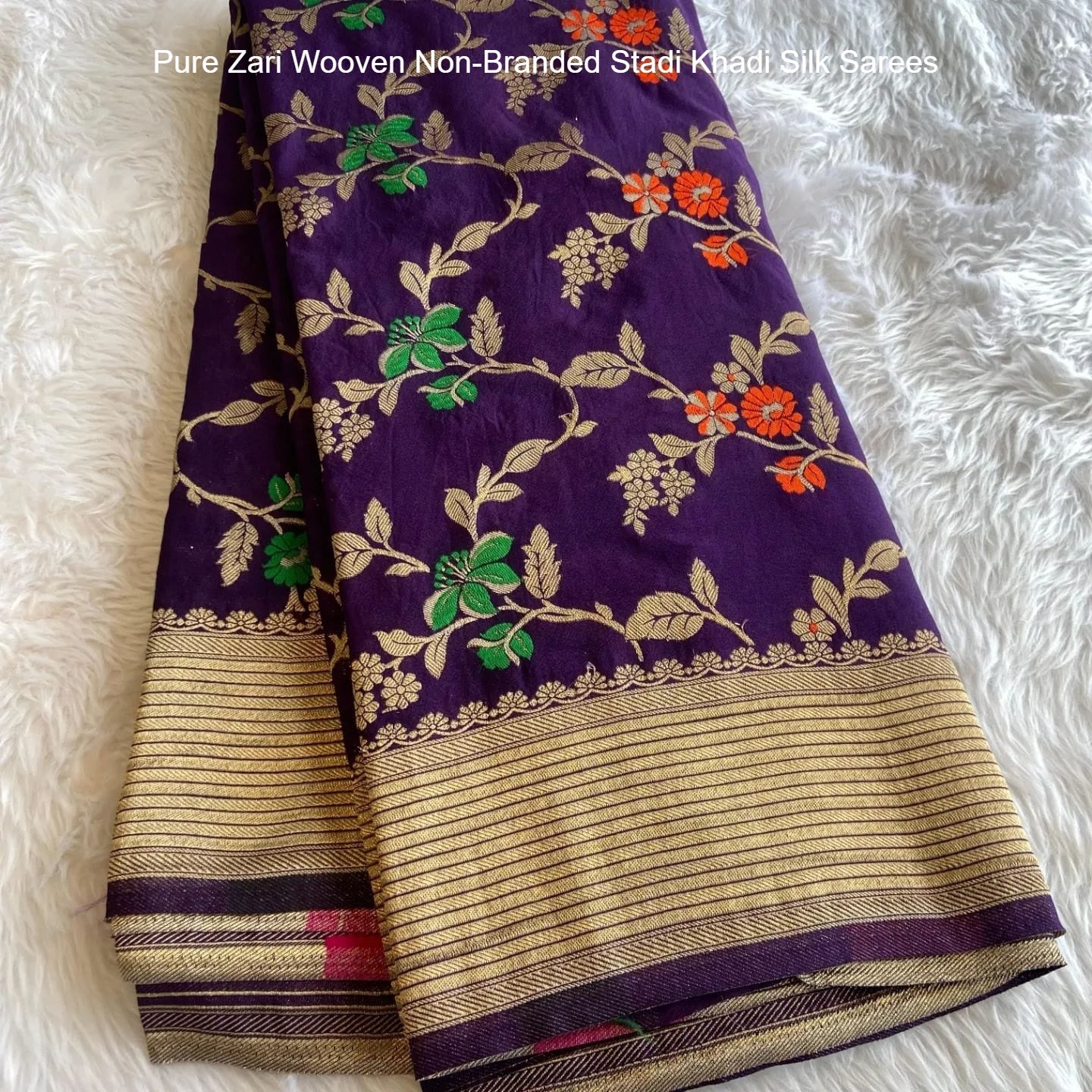 Pure Zari Wooven Non-Branded Stadi Khadi Silk Sarees