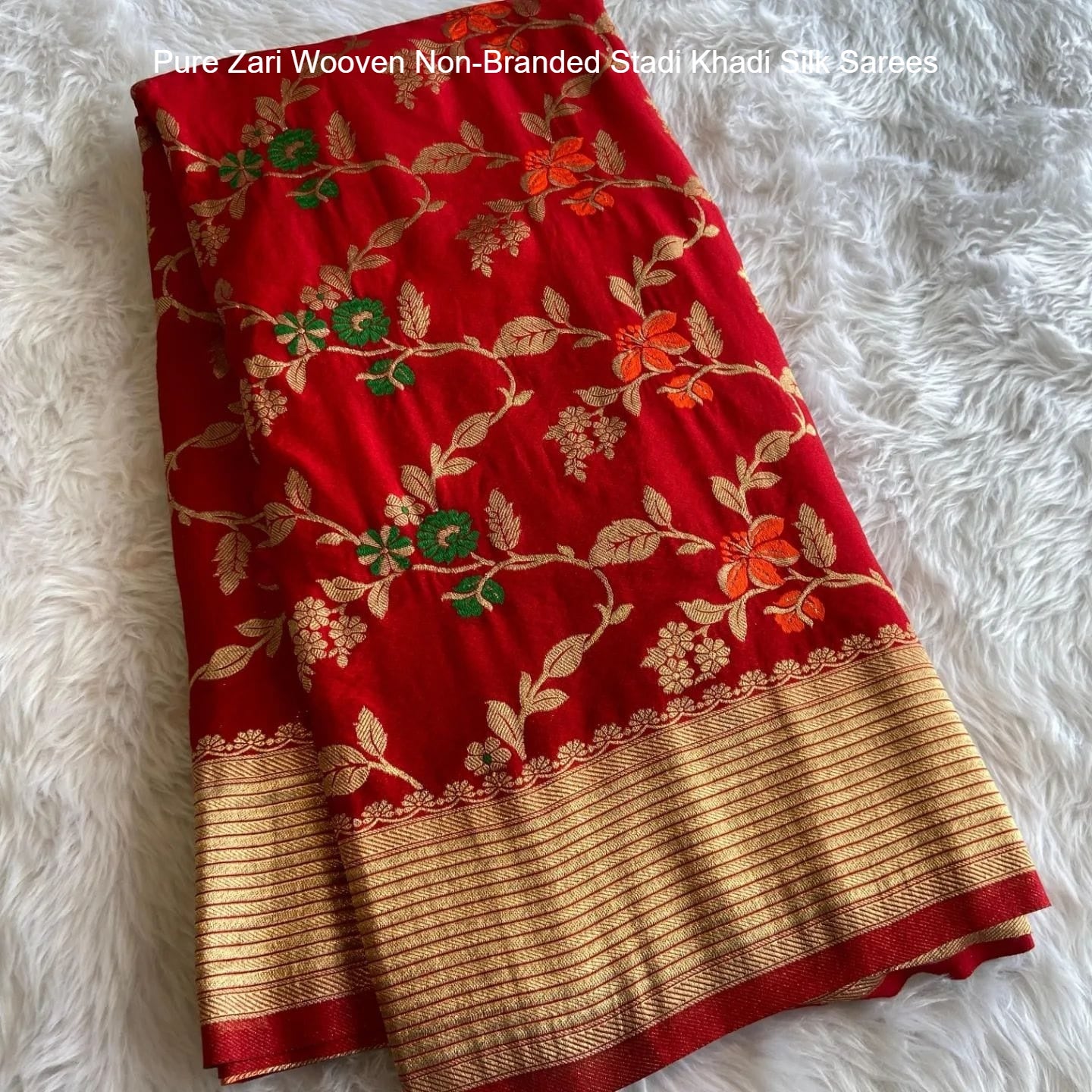 Pure Zari Wooven Non-Branded Stadi Khadi Silk Sarees
