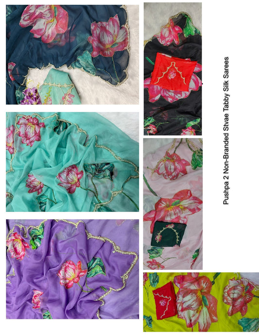 Pushpa 2 Non-Branded Stvae Tabby Silk Sarees
