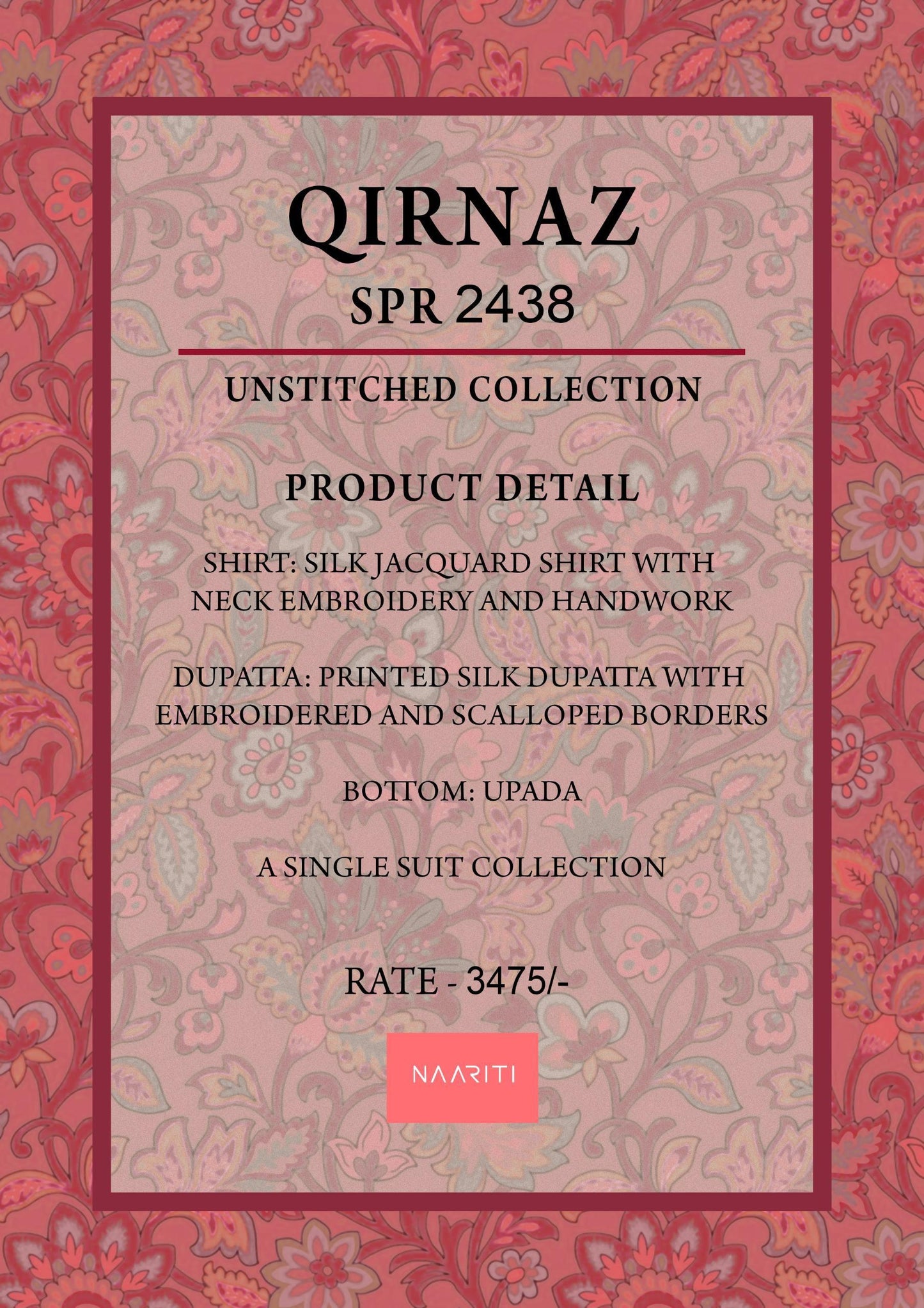 Qirnaz 2438 Naariti Silk Jacquard Unstitched Suits