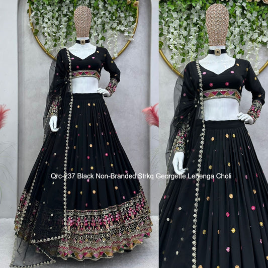 Qrc-237 Black Non-Branded Strkq Georgette Lehenga Choli