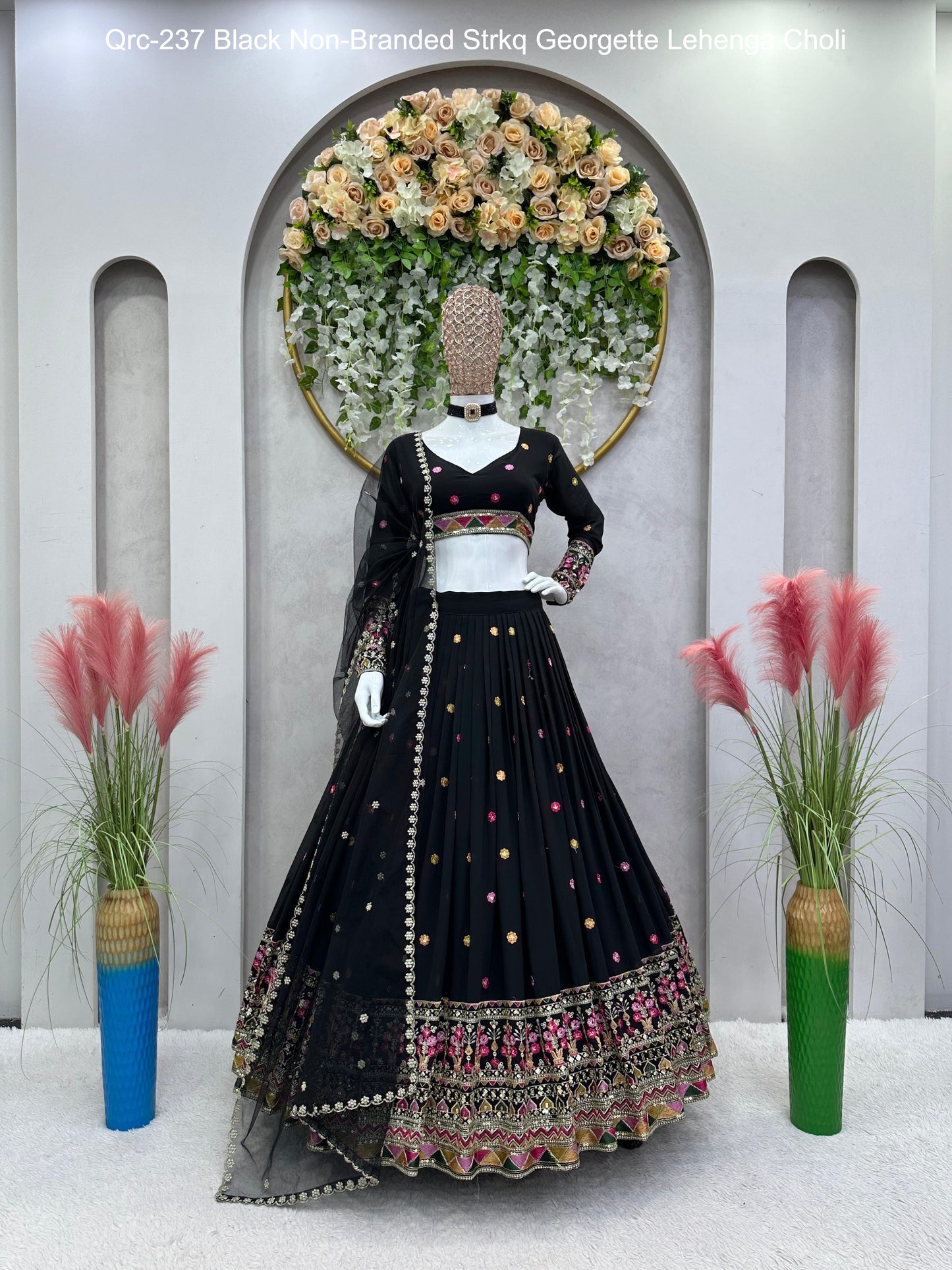 Qrc-237 Black Non-Branded Strkq Georgette Lehenga Choli