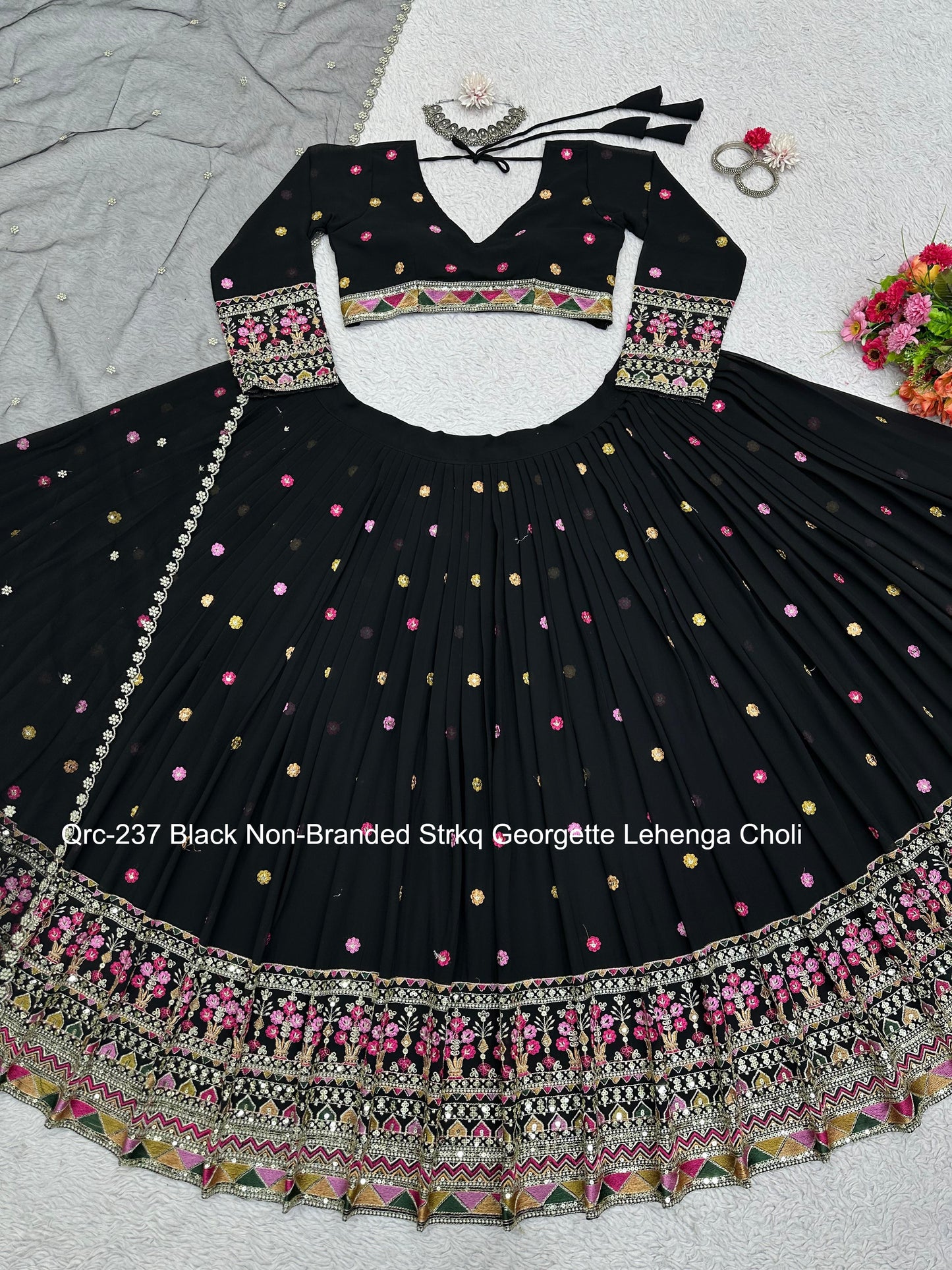 Qrc-237 Black Non-Branded Strkq Georgette Lehenga Choli