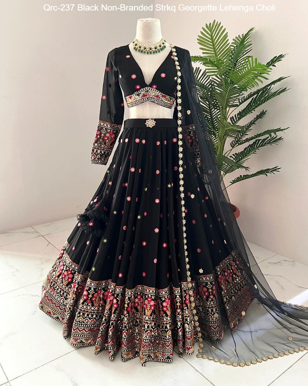 Qrc-237 Black Non-Branded Strkq Georgette Lehenga Choli