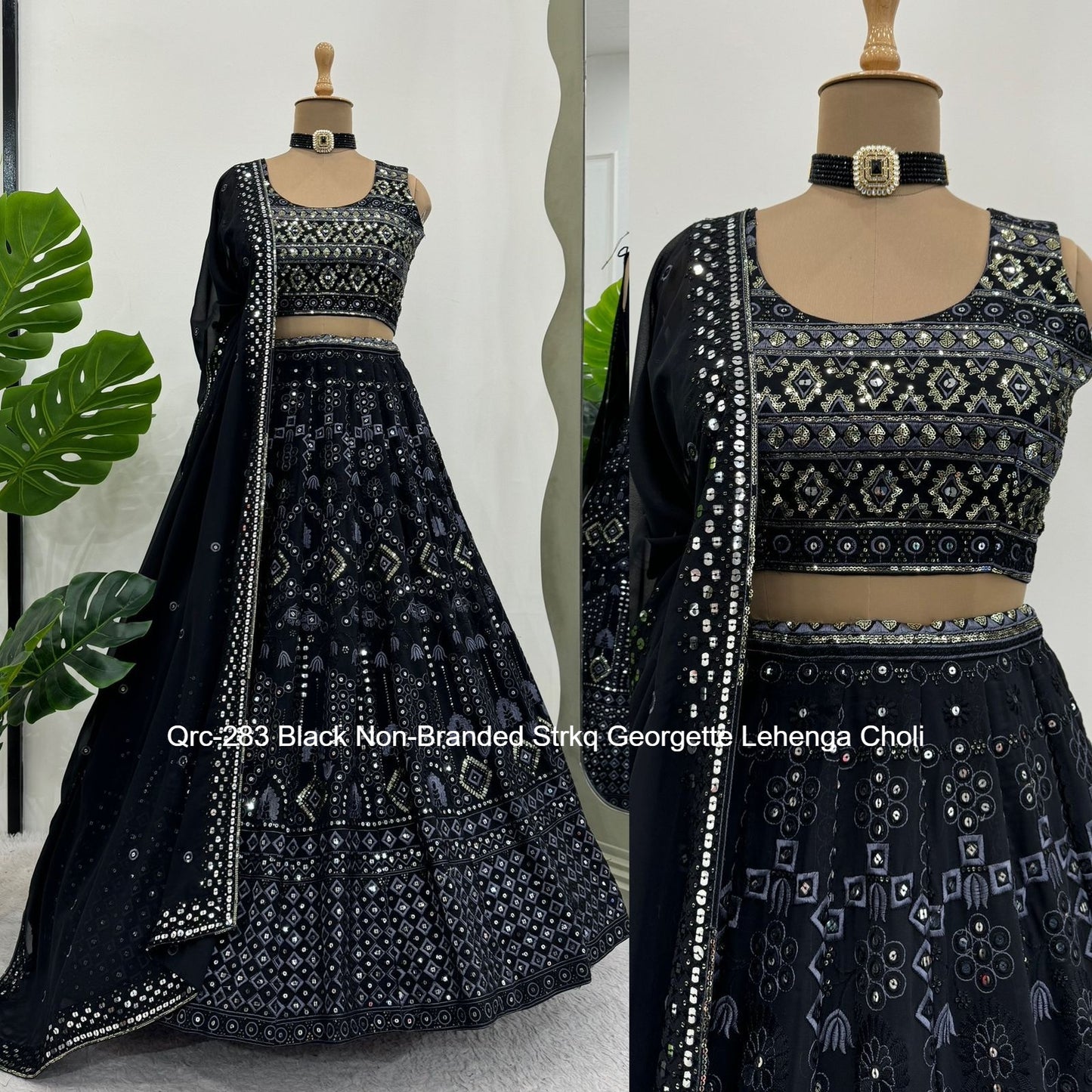 Qrc-283 Black Non-Branded Strkq Georgette Lehenga Choli
