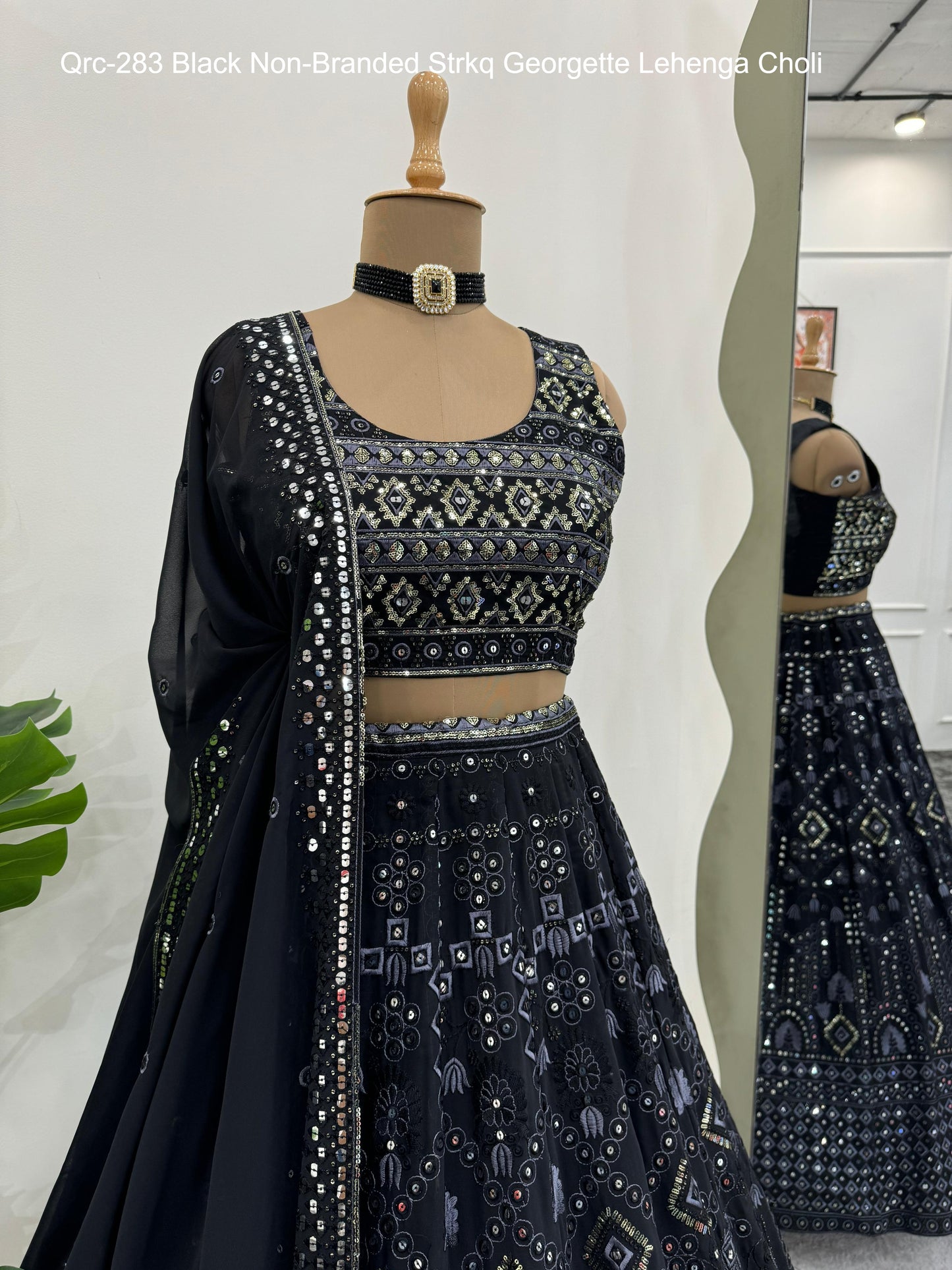Qrc-283 Black Non-Branded Strkq Georgette Lehenga Choli