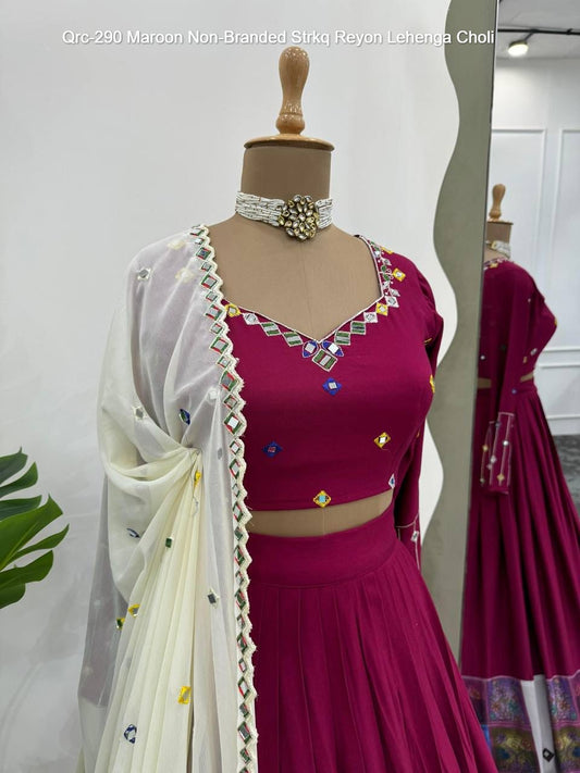 Qrc-290 Maroon Non-Branded Strkq Reyon Lehenga Choli