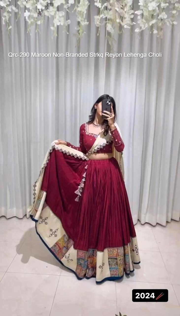 Qrc-290 Maroon Non-Branded Strkq Reyon Lehenga Choli