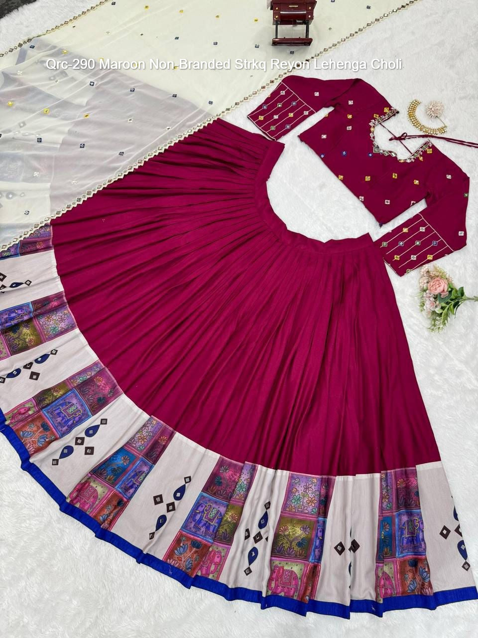 Qrc-290 Maroon Non-Branded Strkq Reyon Lehenga Choli