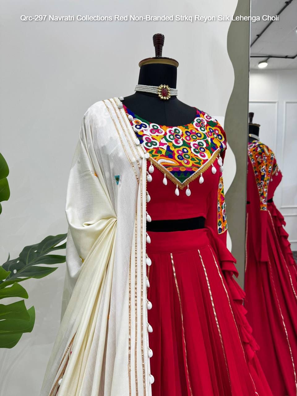Qrc-297 Navratri Collections Red Non-Branded Strkq Reyon Silk Lehenga Choli