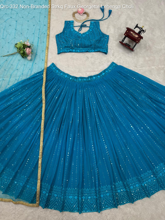 Qrc-332 Non-Branded Strkq Faux Georgette Lehenga Choli