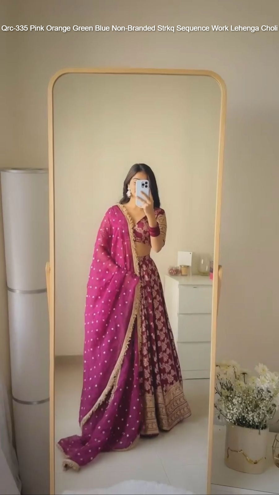 Qrc-335 Pink Orange Green Blue Non-Branded Strkq Sequence Work Lehenga Choli