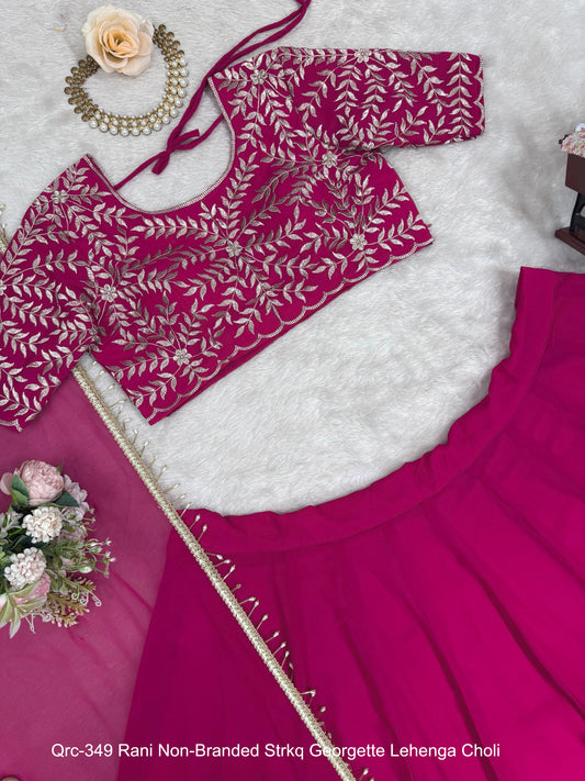 Qrc-349 Rani Non-Branded Strkq Georgette Lehenga Choli