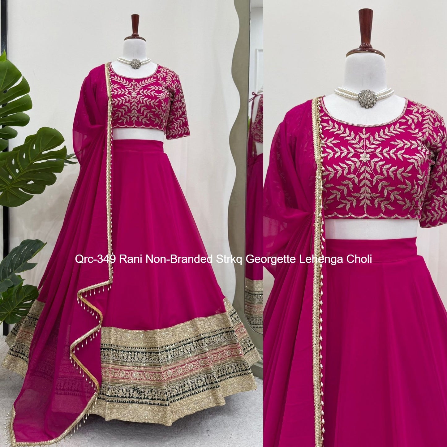 Qrc-349 Rani Non-Branded Strkq Georgette Lehenga Choli