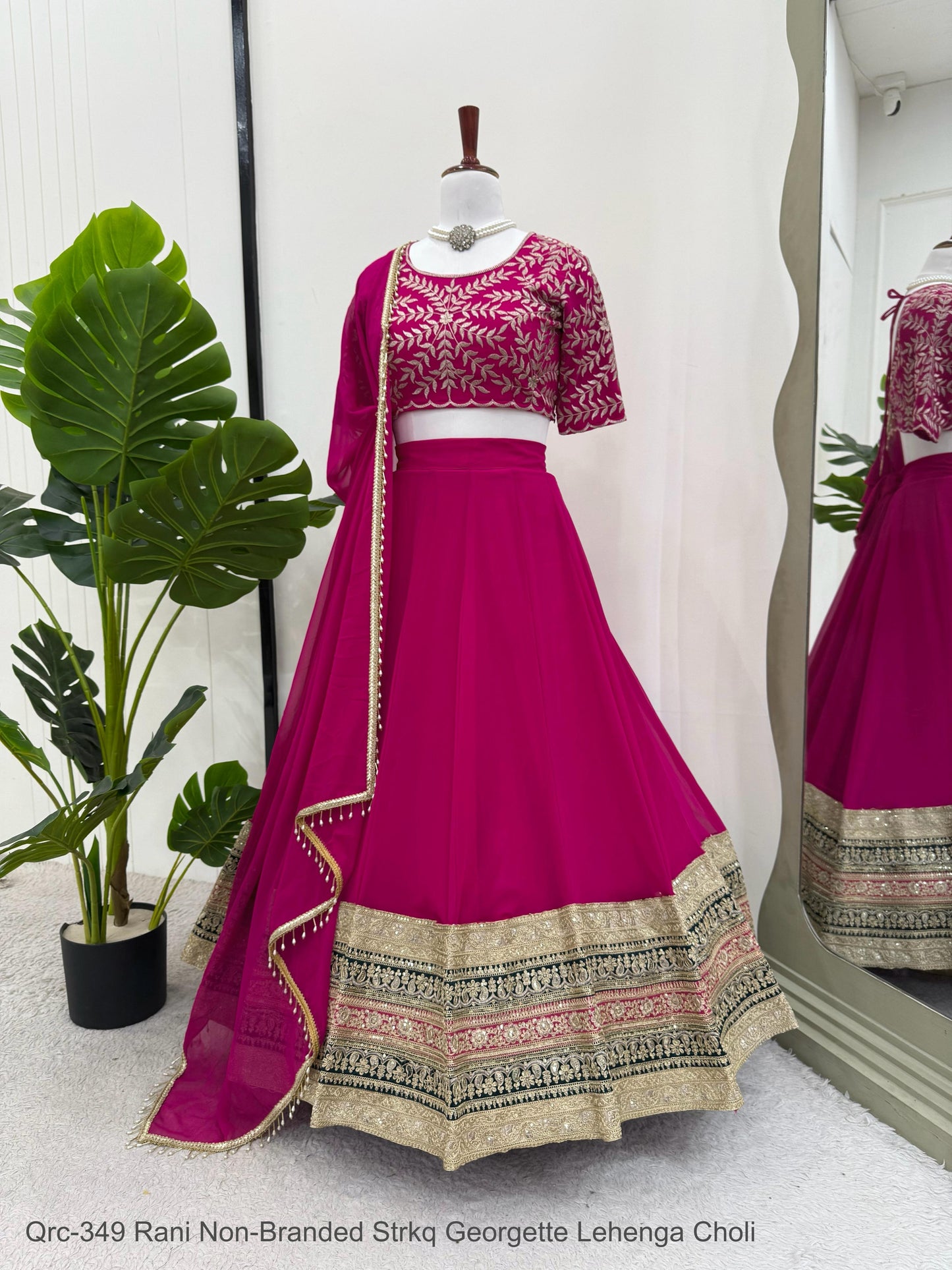 Qrc-349 Rani Non-Branded Strkq Georgette Lehenga Choli