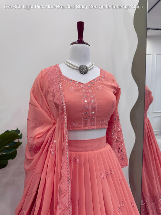Qrc-350 Light Pink Non-Branded Strkq Georgette Lehenga Choli
