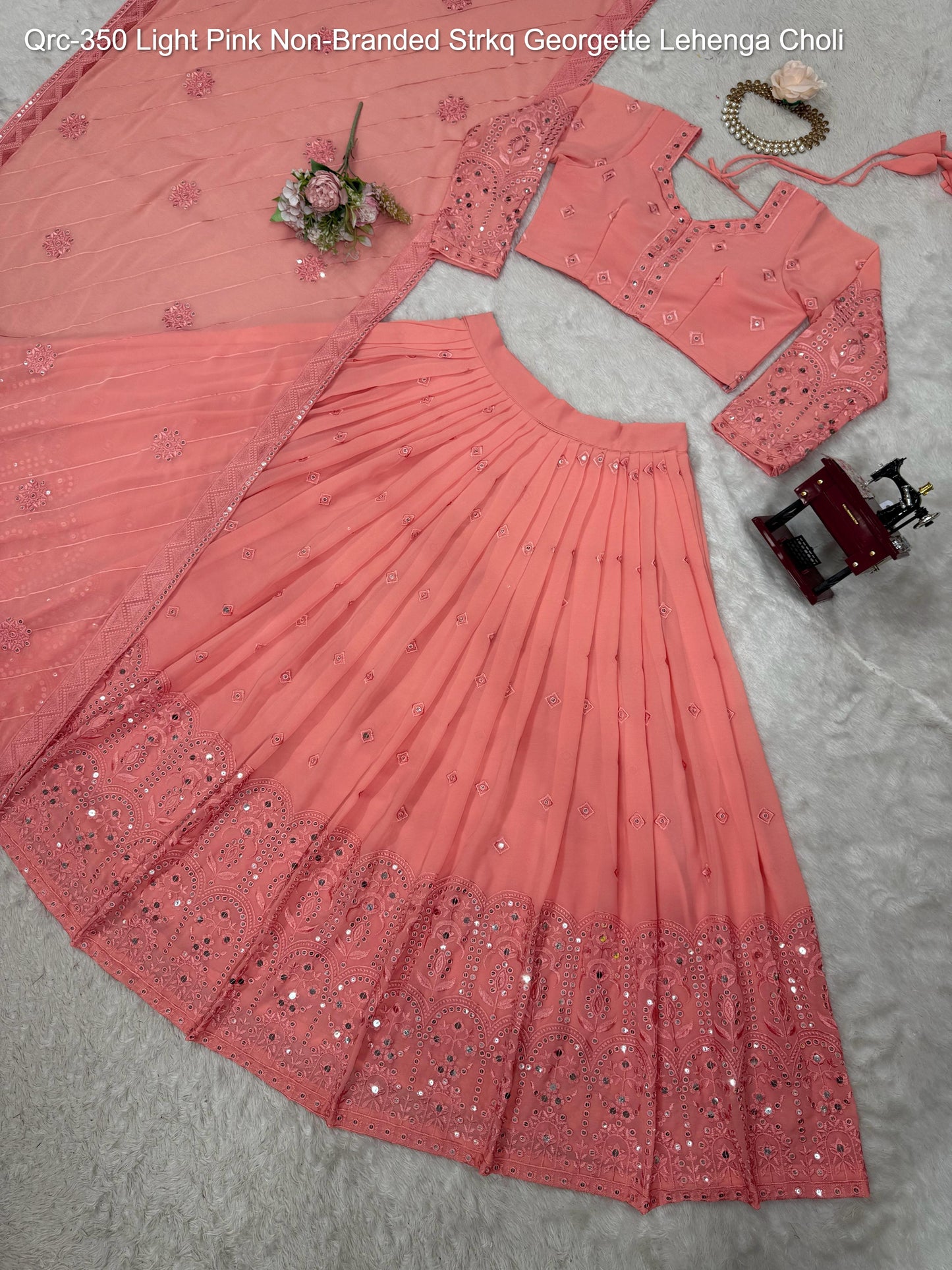 Qrc-350 Light Pink Non-Branded Strkq Georgette Lehenga Choli