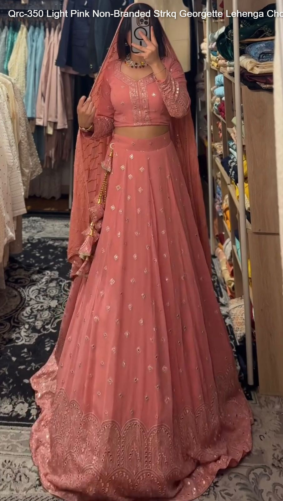 Qrc-350 Light Pink Non-Branded Strkq Georgette Lehenga Choli
