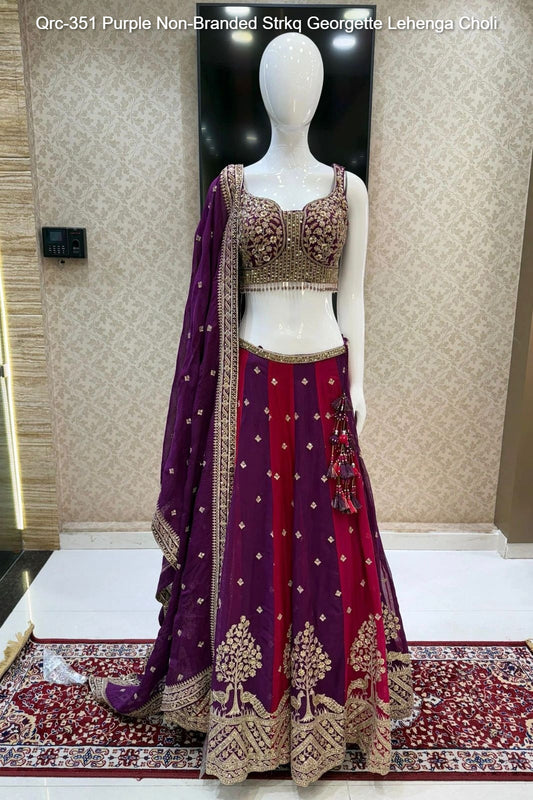 Qrc-351 Purple Non-Branded Strkq Georgette Lehenga Choli