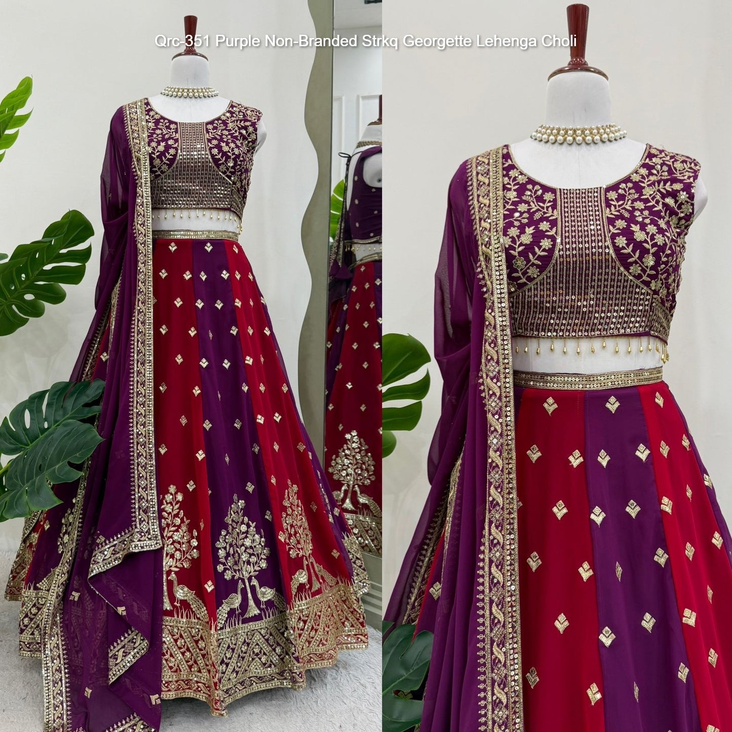Qrc-351 Purple Non-Branded Strkq Georgette Lehenga Choli