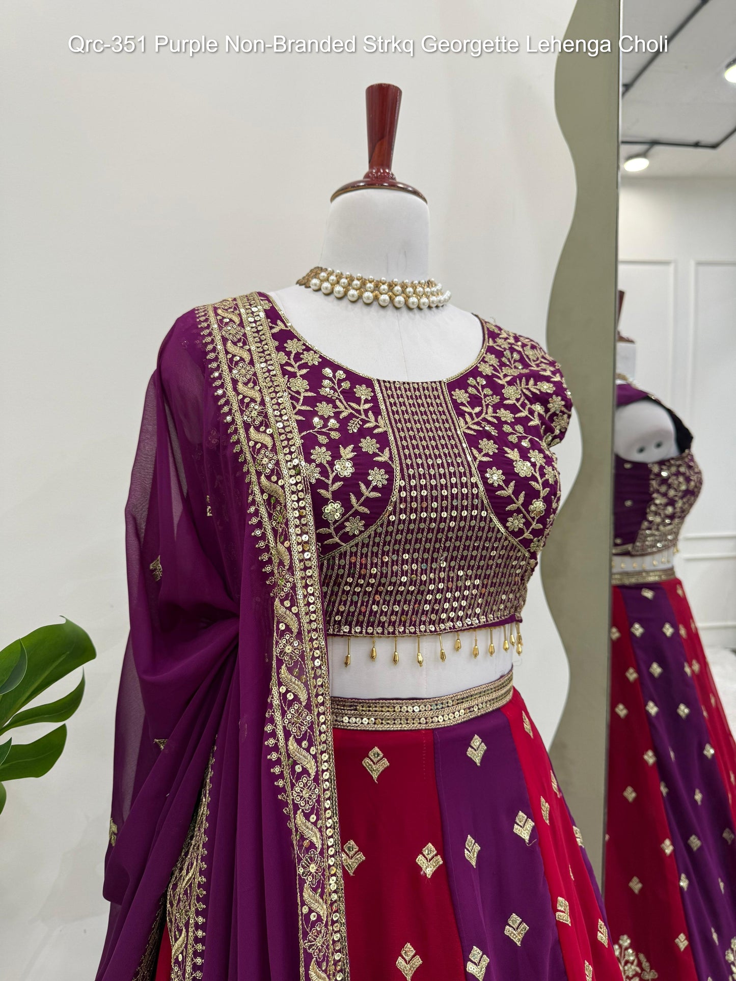 Qrc-351 Purple Non-Branded Strkq Georgette Lehenga Choli