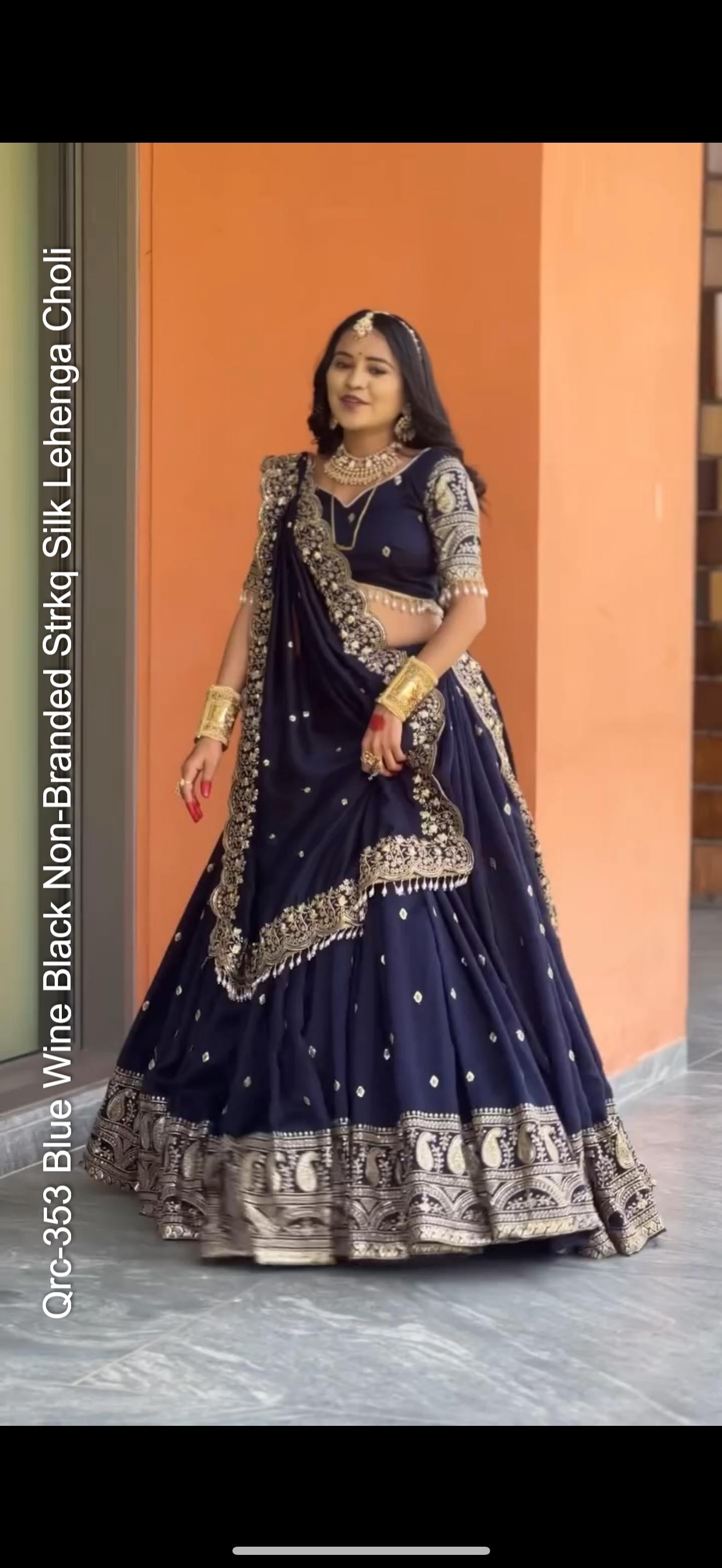 Qrc-353 Blue Wine Black Non-Branded Strkq Silk Lehenga Choli