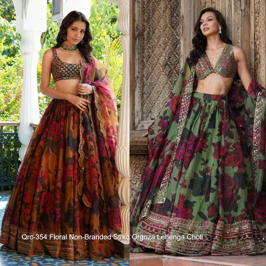 Qrc-354 Floral Non-Branded Strkq Orgnza Lehenga Choli