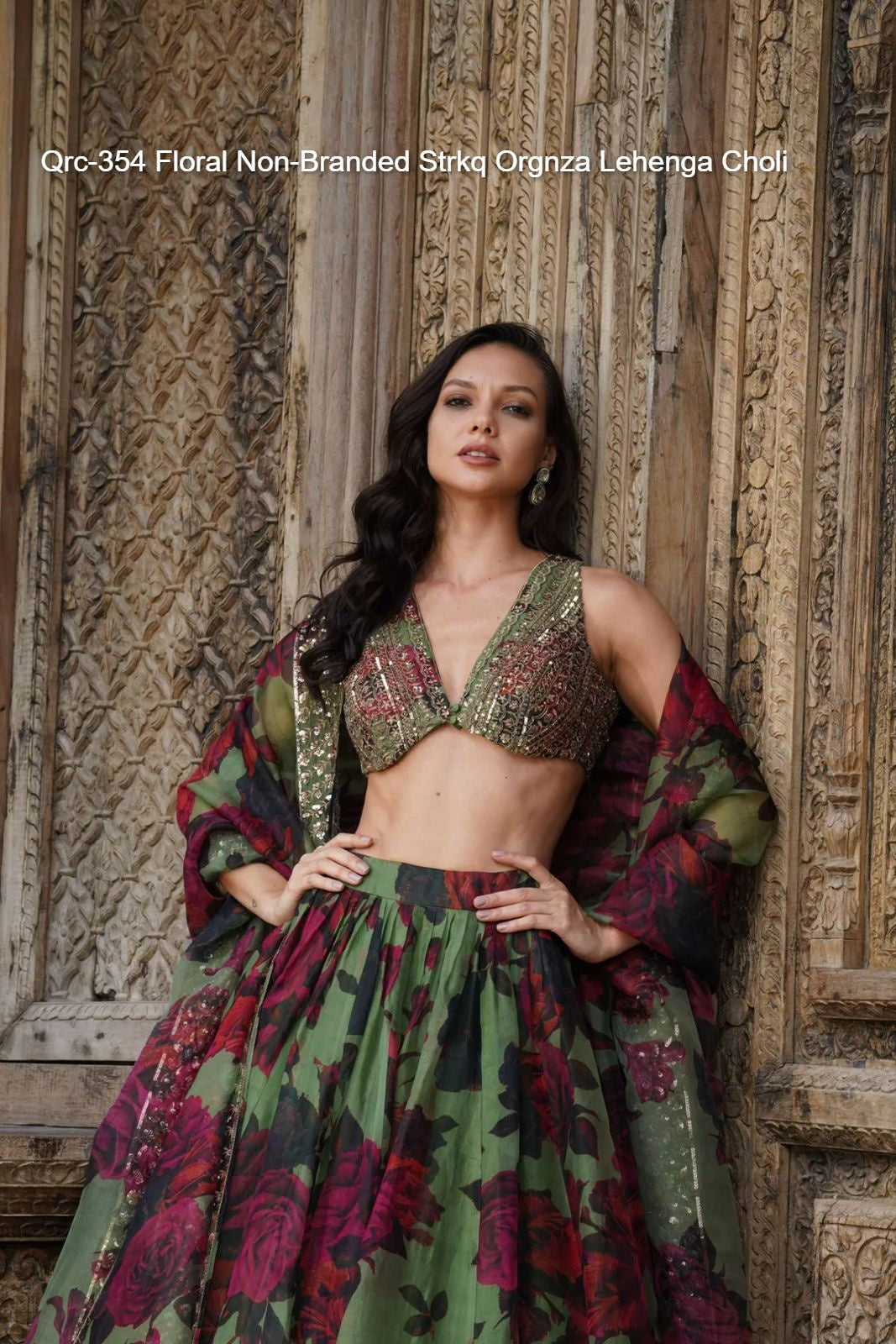 Qrc-354 Floral Non-Branded Strkq Orgnza Lehenga Choli