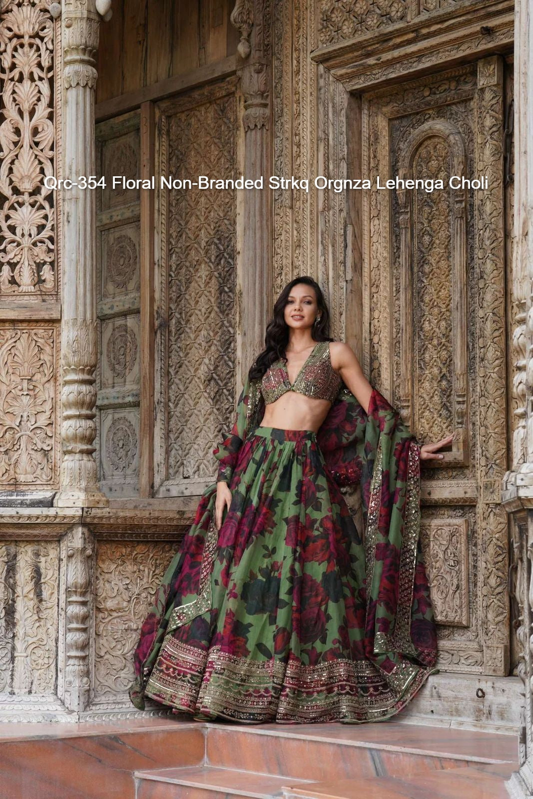 Qrc-354 Floral Non-Branded Strkq Orgnza Lehenga Choli