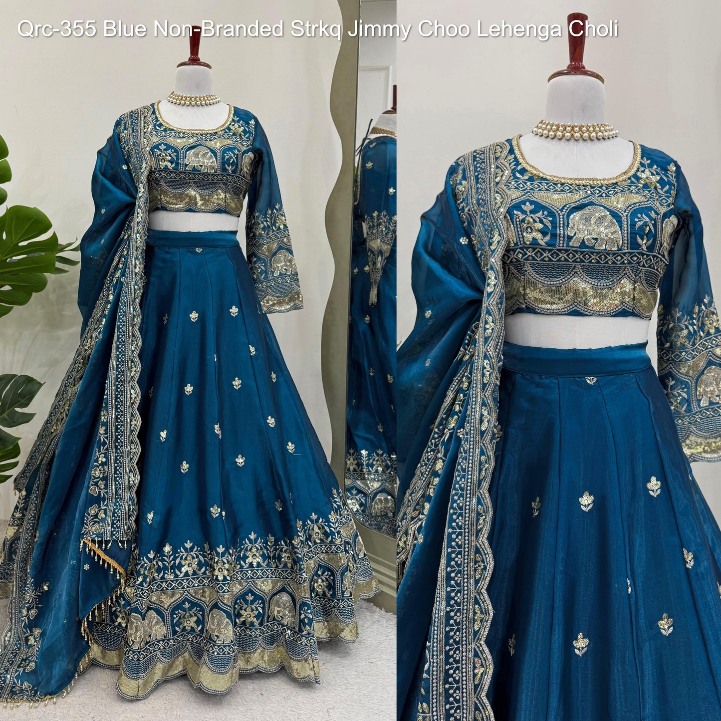 Qrc-355 Blue Non-Branded Strkq Jimmy Choo Lehenga Choli