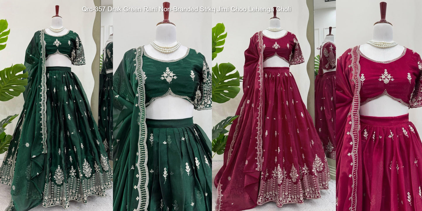 Qrc-357 Drak Green Rani Non-Branded Strkq Jimi Choo Lehenga Choli