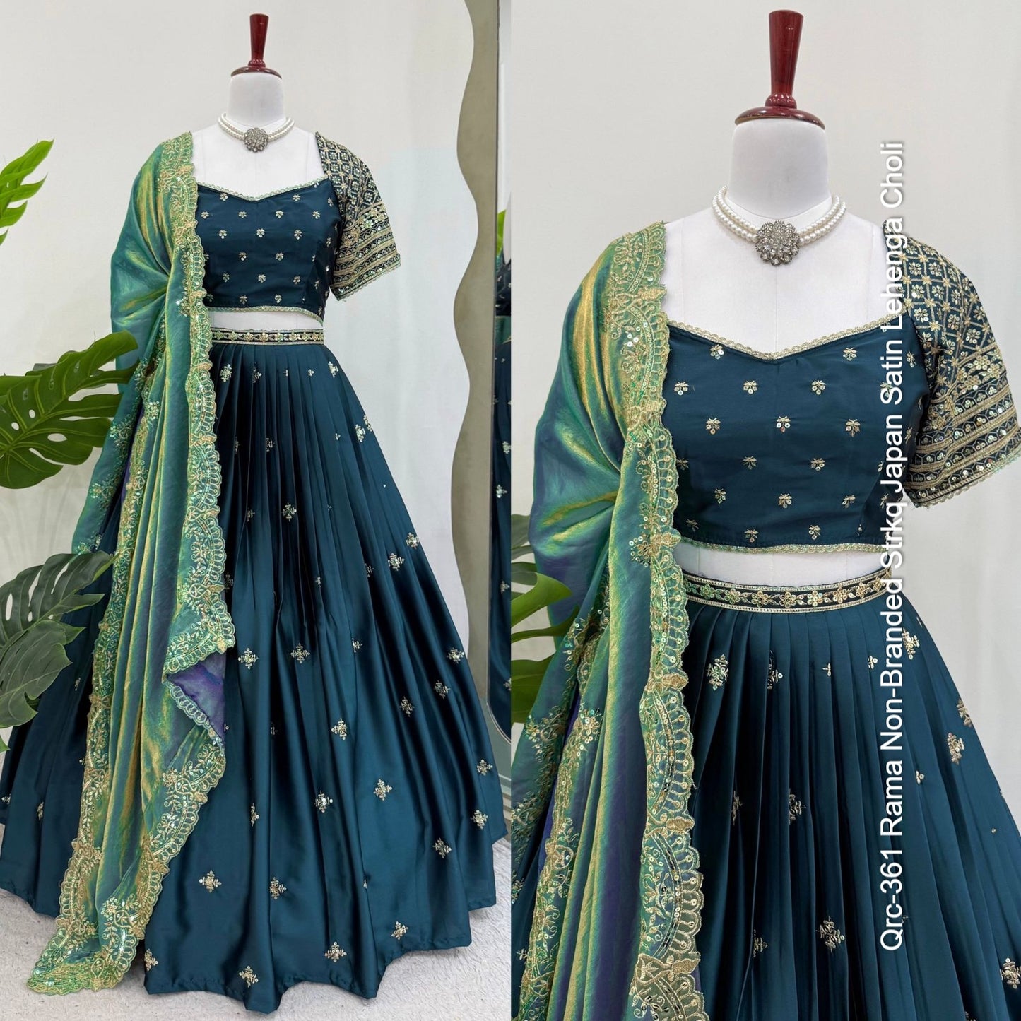 Qrc-361 Rama Non-Branded Strkq Japan Satin Lehenga Choli