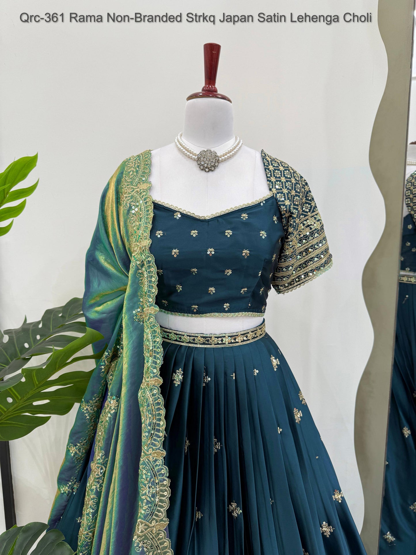 Qrc-361 Rama Non-Branded Strkq Japan Satin Lehenga Choli
