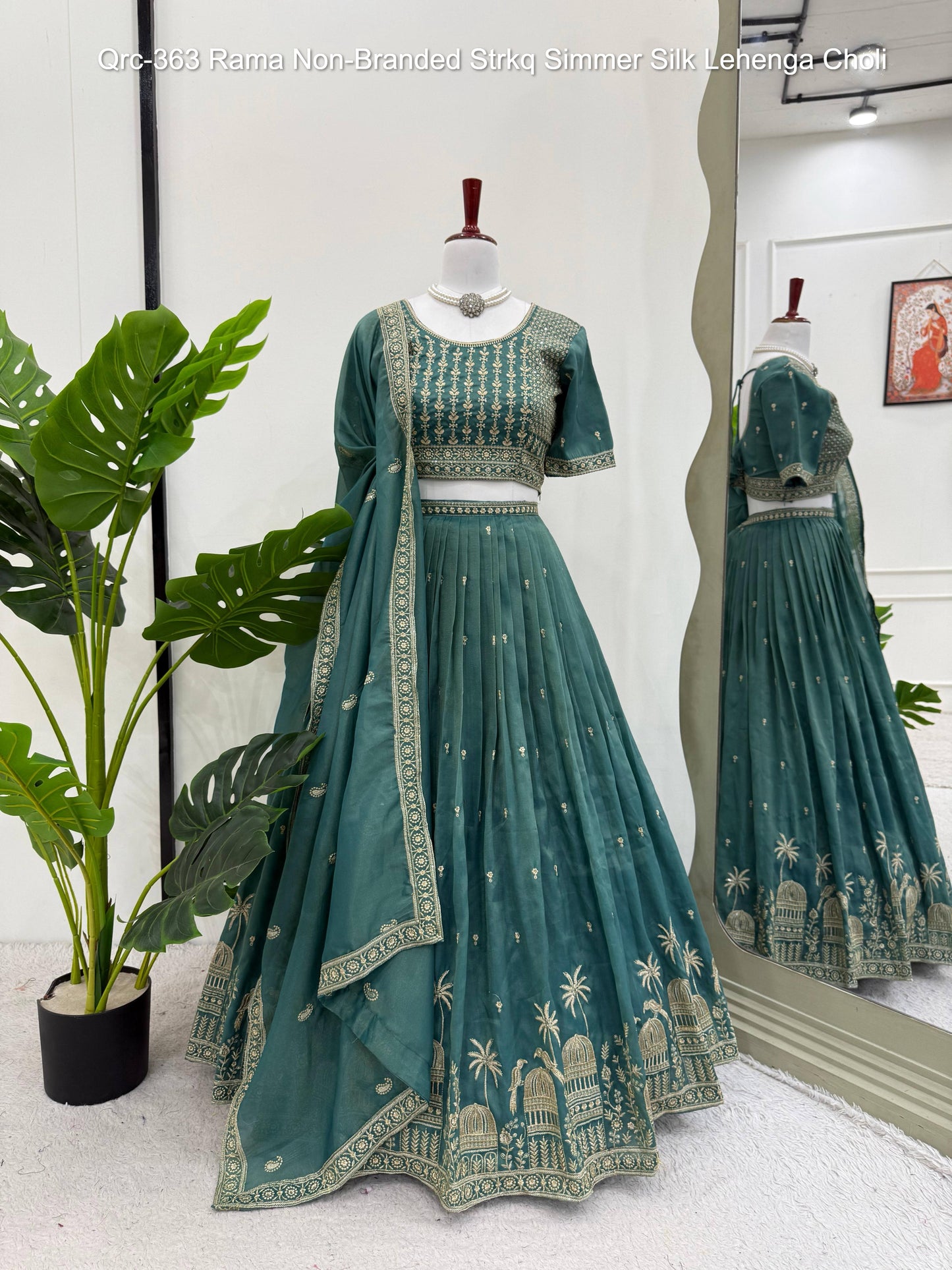Qrc-363 Rama Non-Branded Strkq Simmer Silk Lehenga Choli