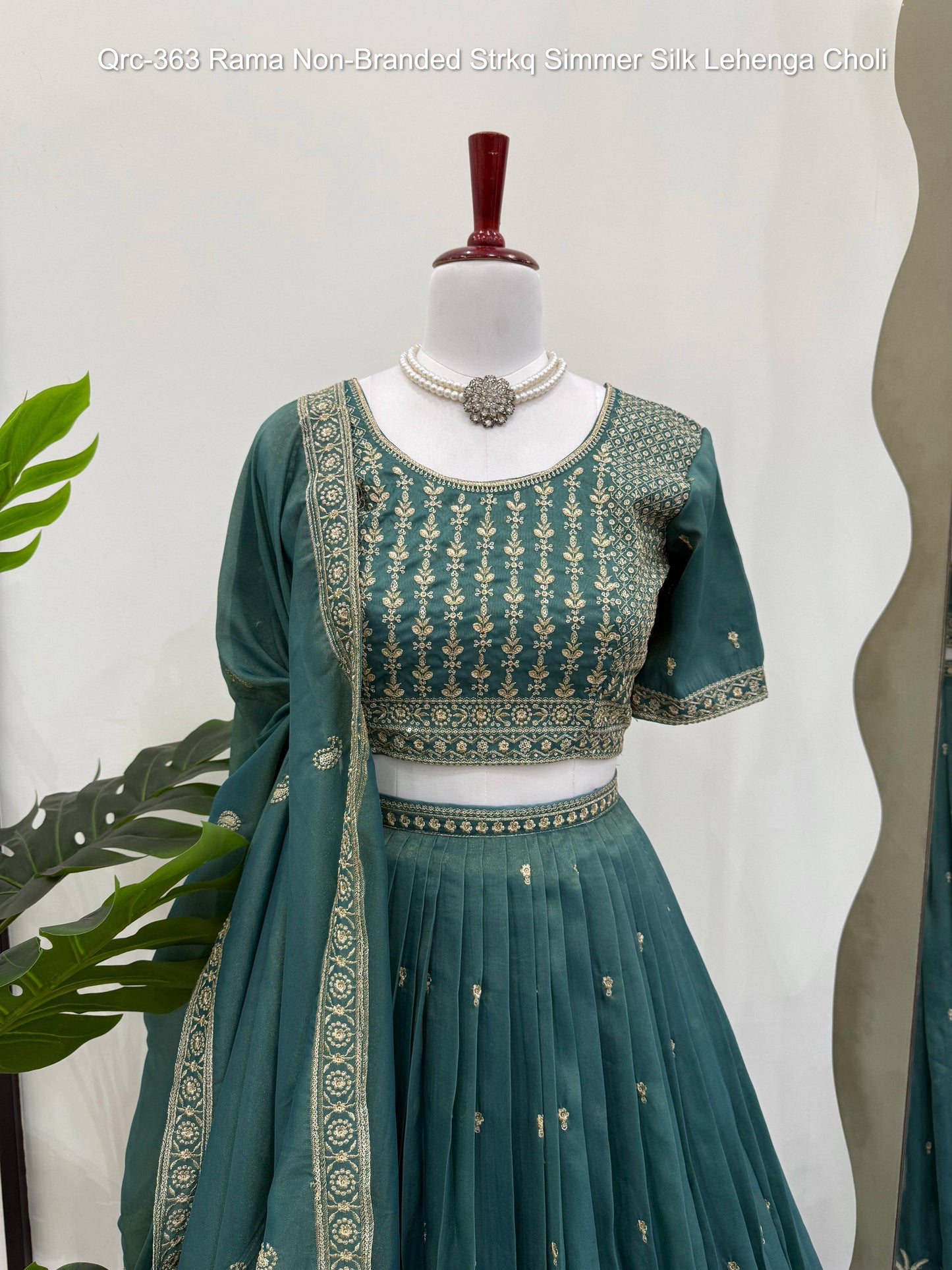 Qrc-363 Rama Non-Branded Strkq Simmer Silk Lehenga Choli