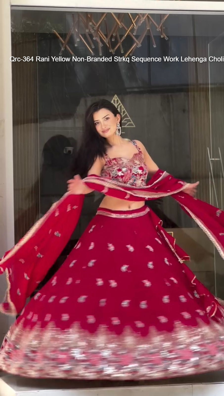 Qrc-364 Rani Yellow Non-Branded Strkq Sequence Work Lehenga Choli