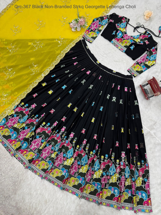 Qrc-367 Black Non-Branded Strkq Georgette Lehenga Choli