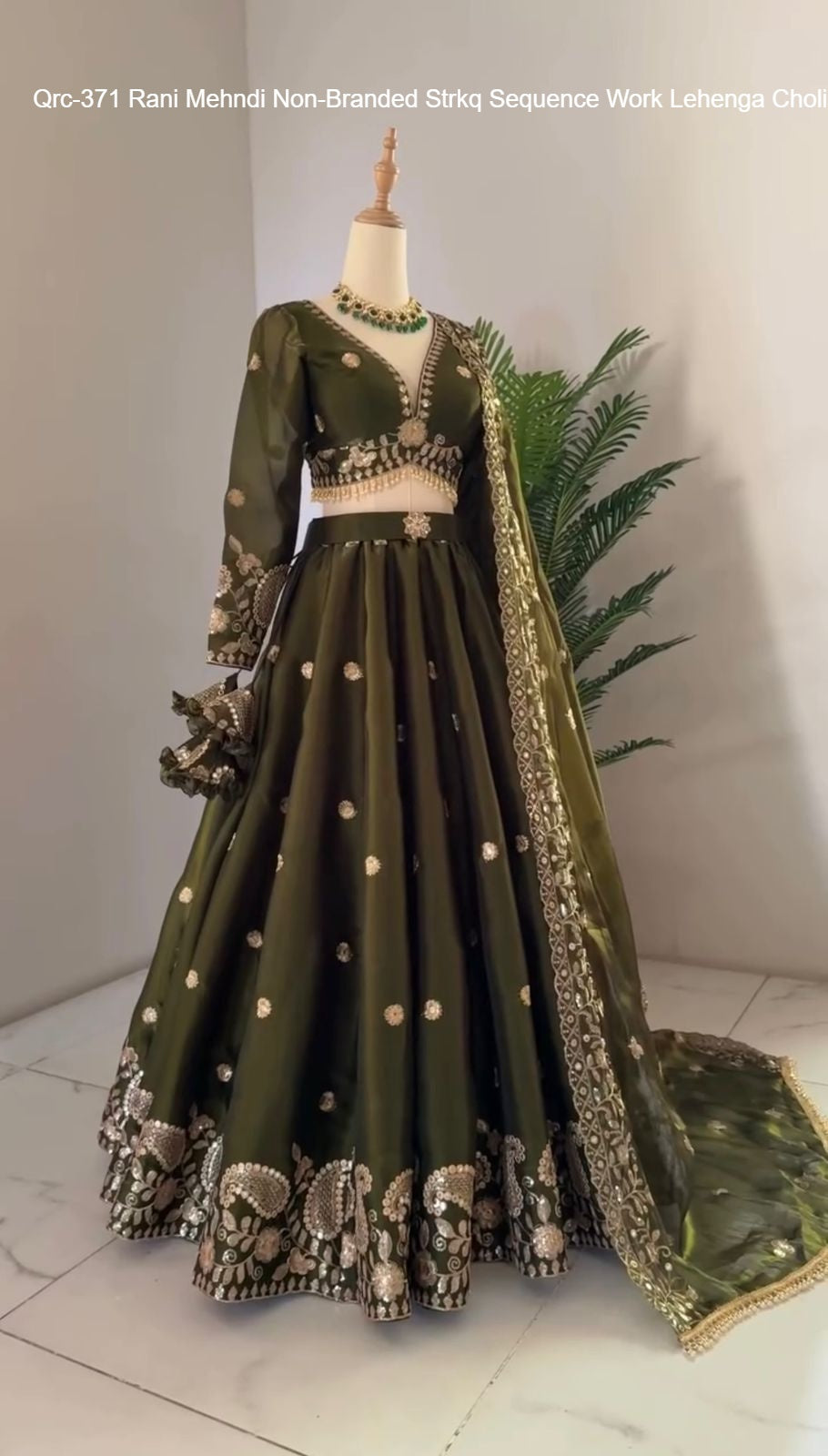 Qrc-371 Rani Mehndi Non-Branded Strkq Sequence Work Lehenga Choli
