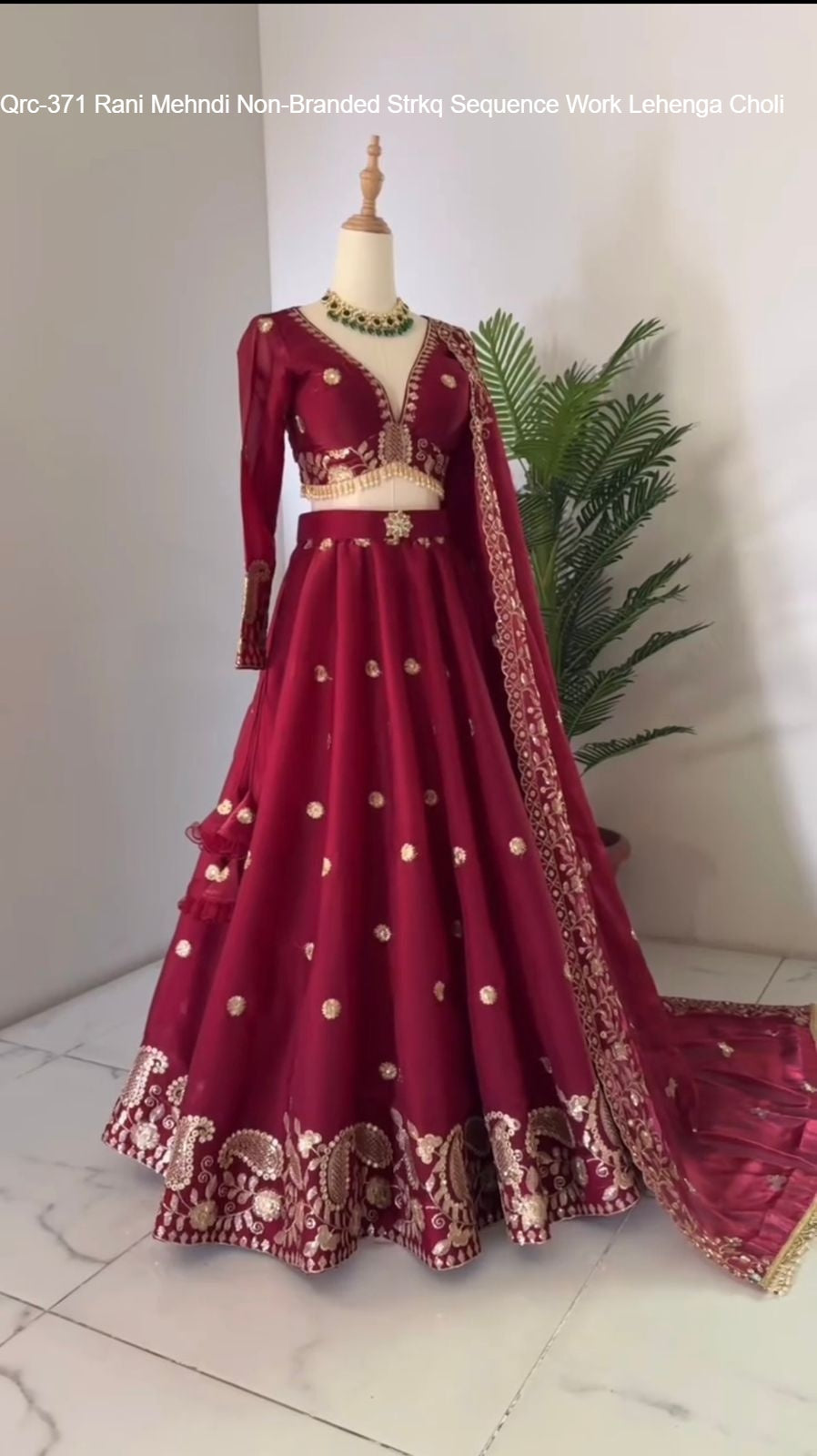 Qrc-371 Rani Mehndi Non-Branded Strkq Sequence Work Lehenga Choli