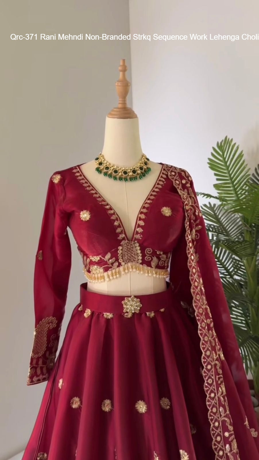 Qrc-371 Rani Mehndi Non-Branded Strkq Sequence Work Lehenga Choli