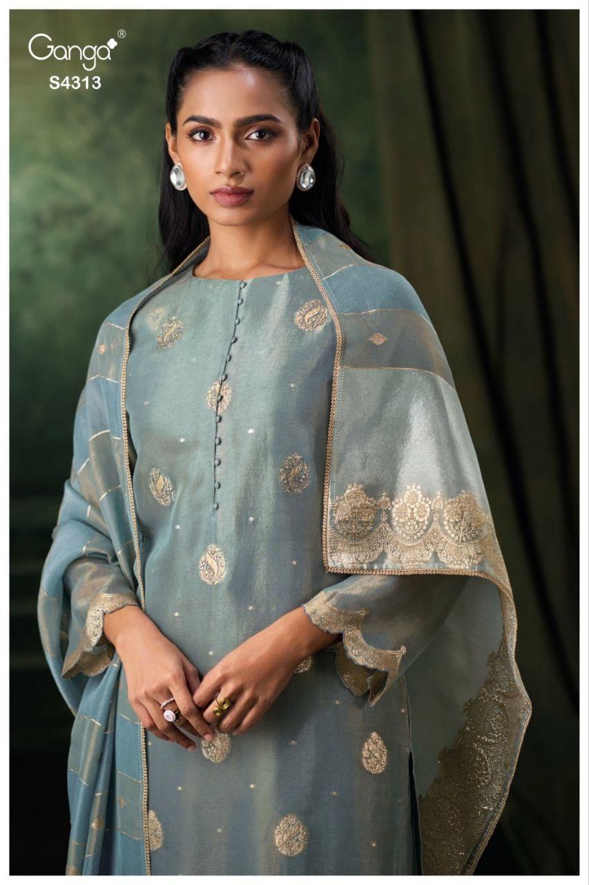 Quivira S4313 Ganga Bemberg Silk Unstitched Suits