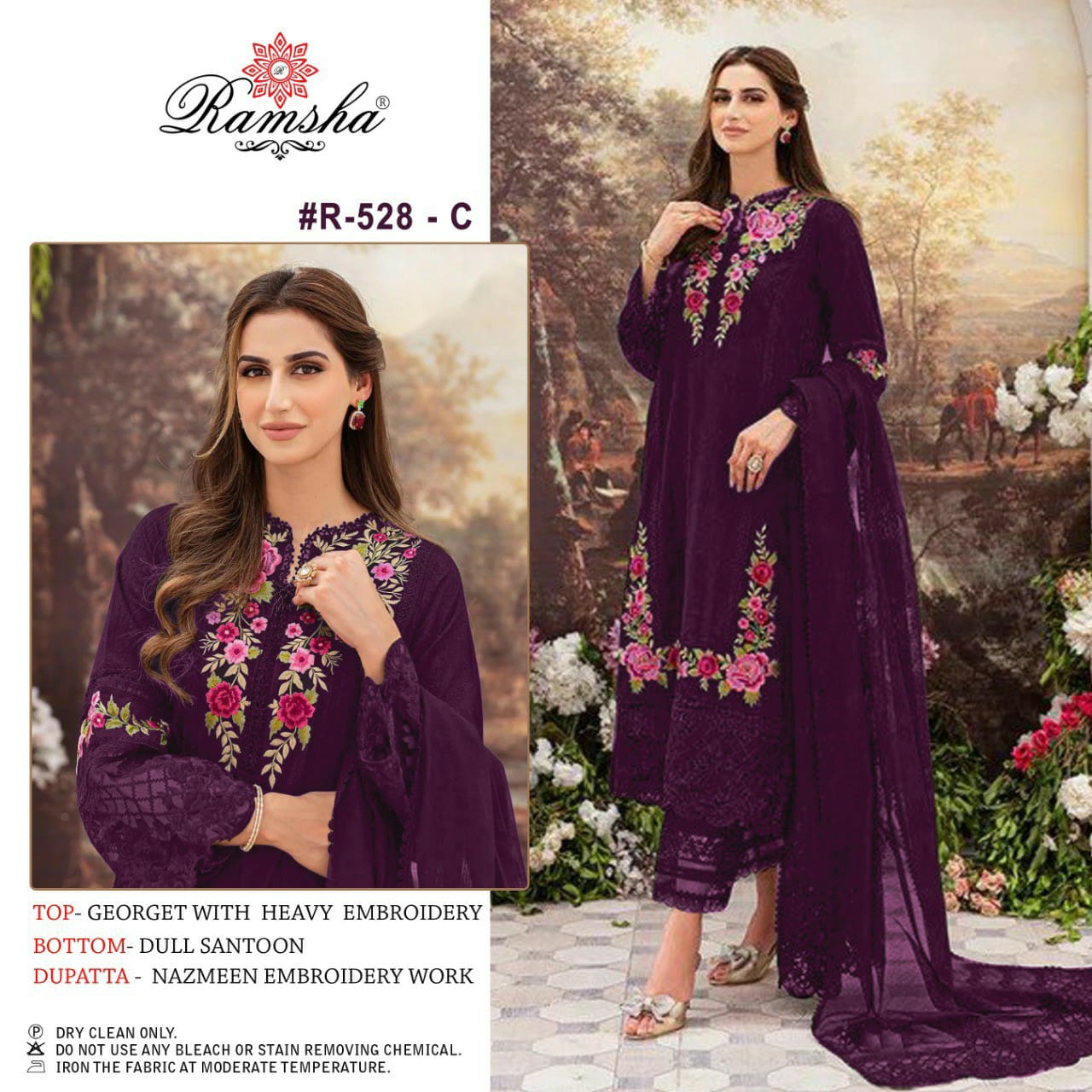 R-528-C Ramsha Georgette Pakistani Salwar Suits