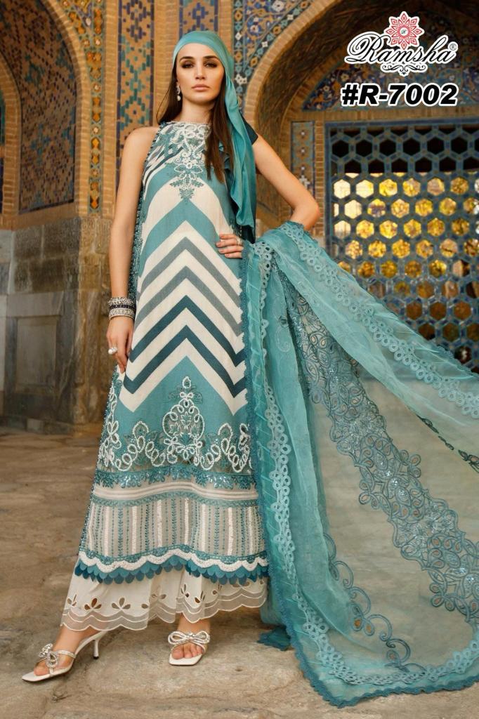 R-7002 Ramsha Embroidery Pakistani Salwar Suits