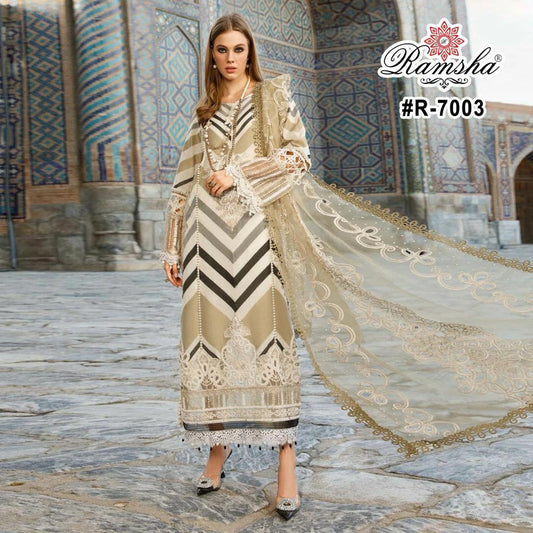 R-7003 Ramsha Embroidery Pakistani Salwar Suits