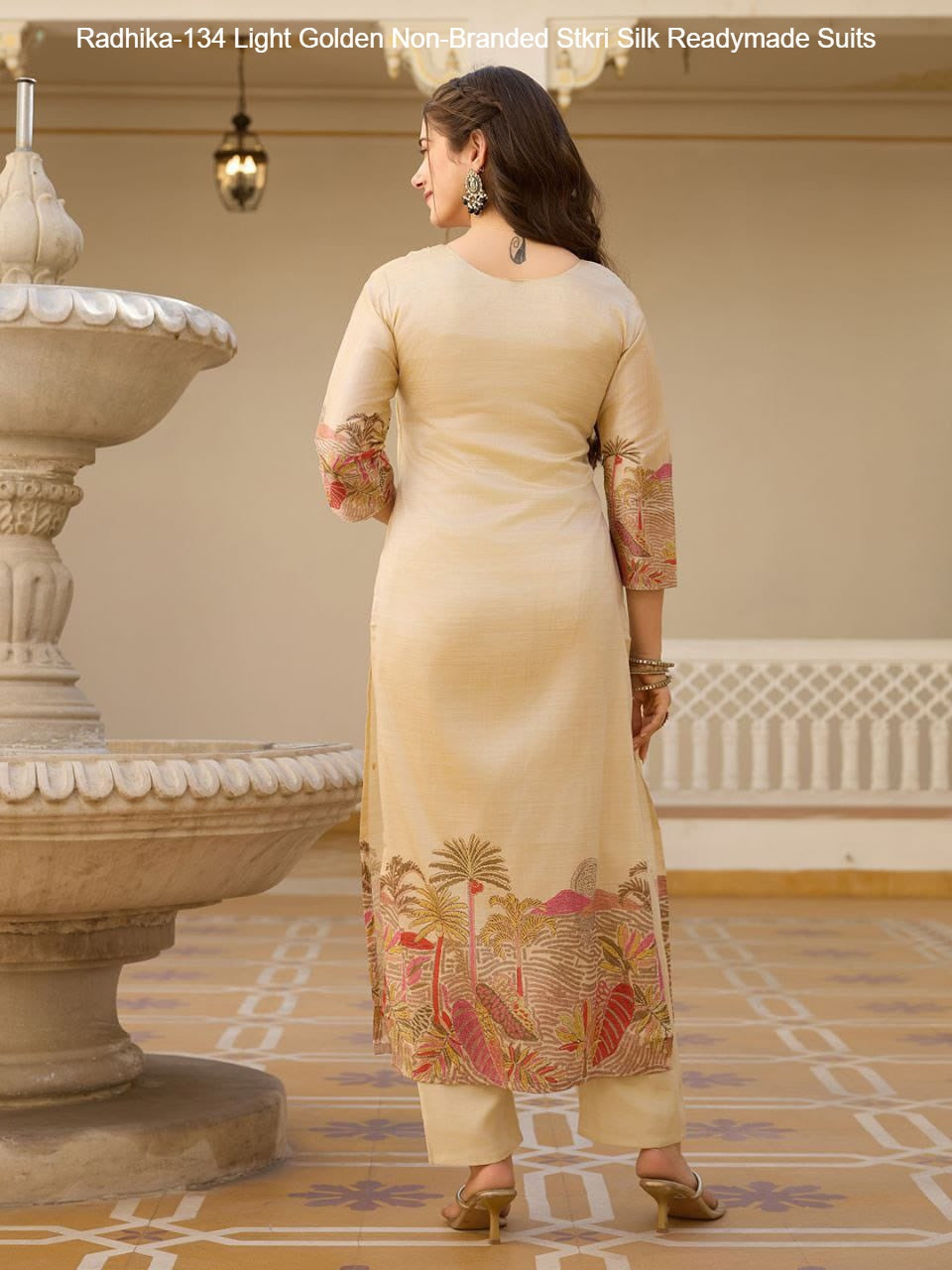 Radhika-134 Light Golden Non-Branded Stkri Silk Readymade Suits