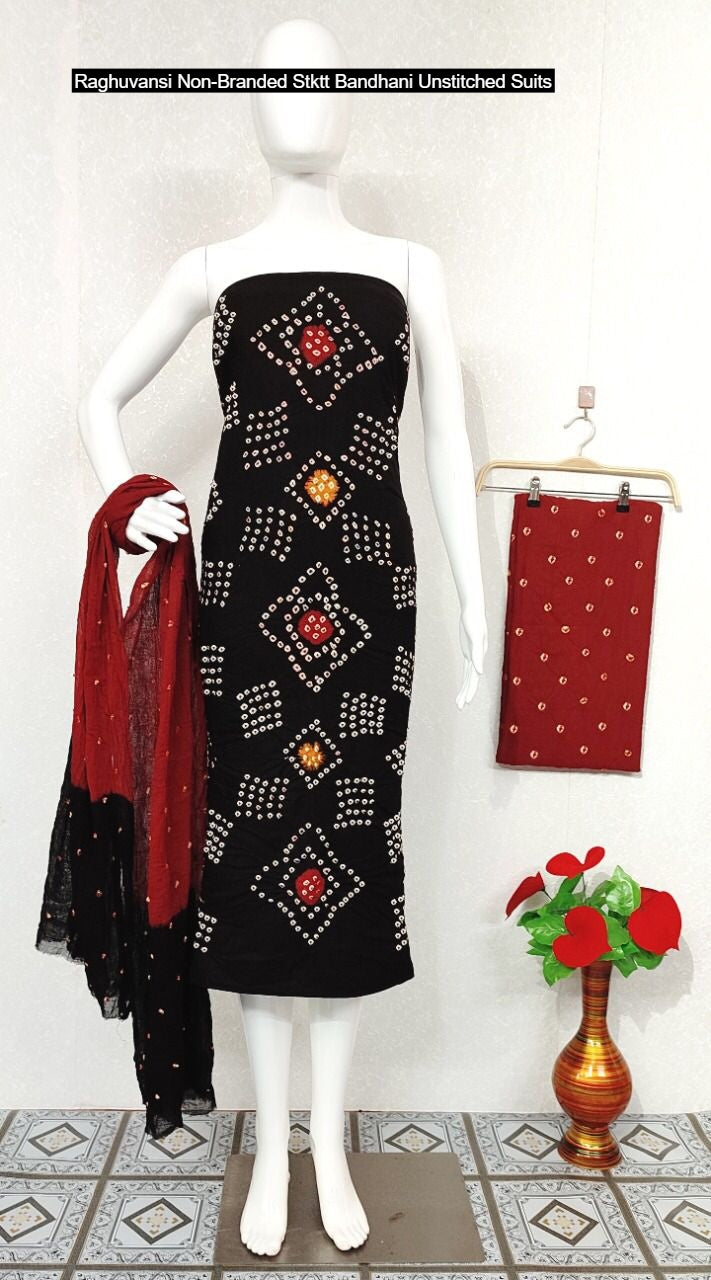 Raghuvansi Non-Branded Stktt Bandhani Unstitched Suits