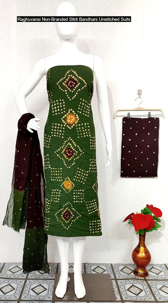 Raghuvansi Non-Branded Stktt Bandhani Unstitched Suits