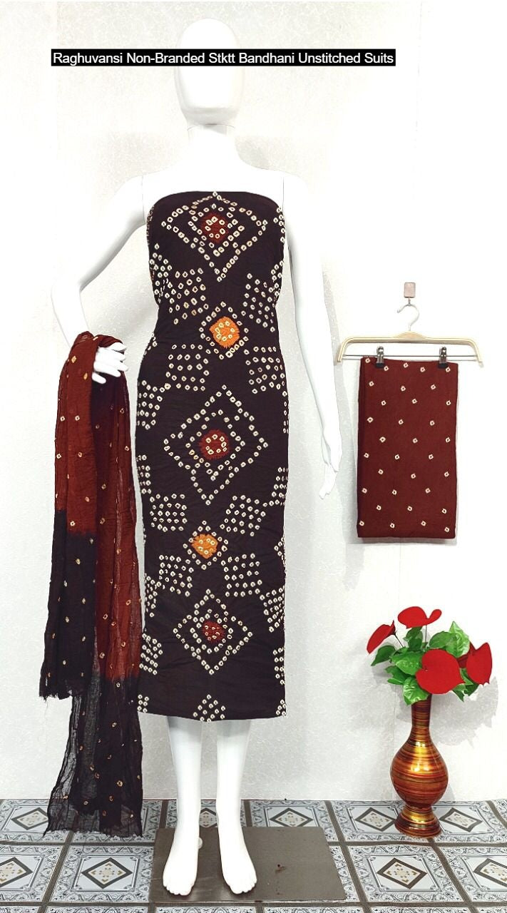 Raghuvansi Non-Branded Stktt Bandhani Unstitched Suits